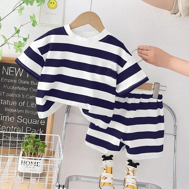 Bold Stripe Kids Co-ord Set – Navy & White