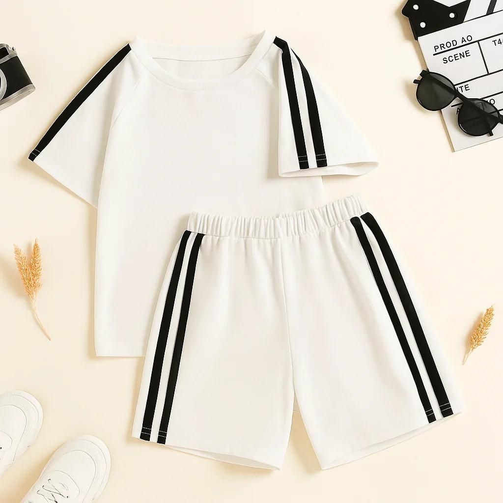 Athletic Side Stripe Kids Co-ord Set – White