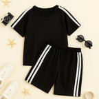 Athletic Side Stripe Kids Co-ord Set – Black