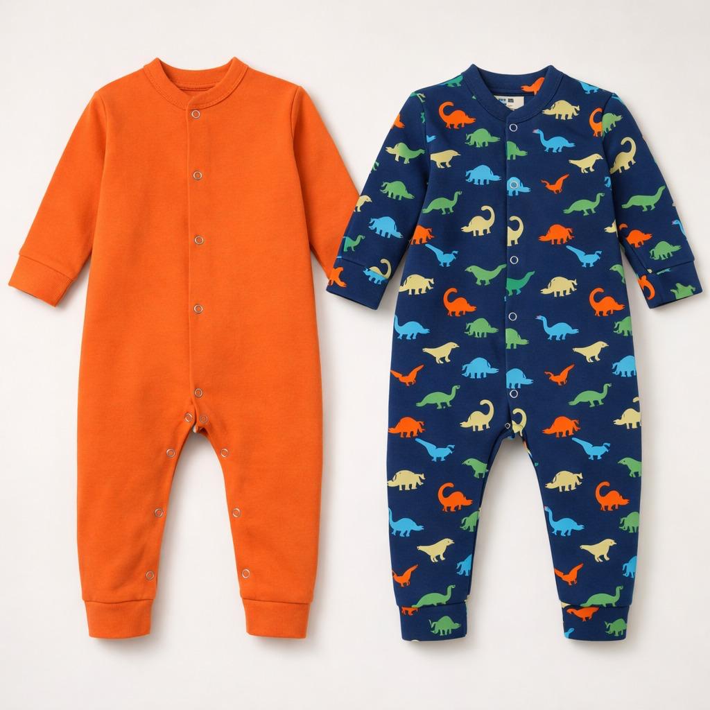 Orange Plain Baby Sleepsuit