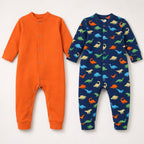 Orange Plain Baby Sleepsuit