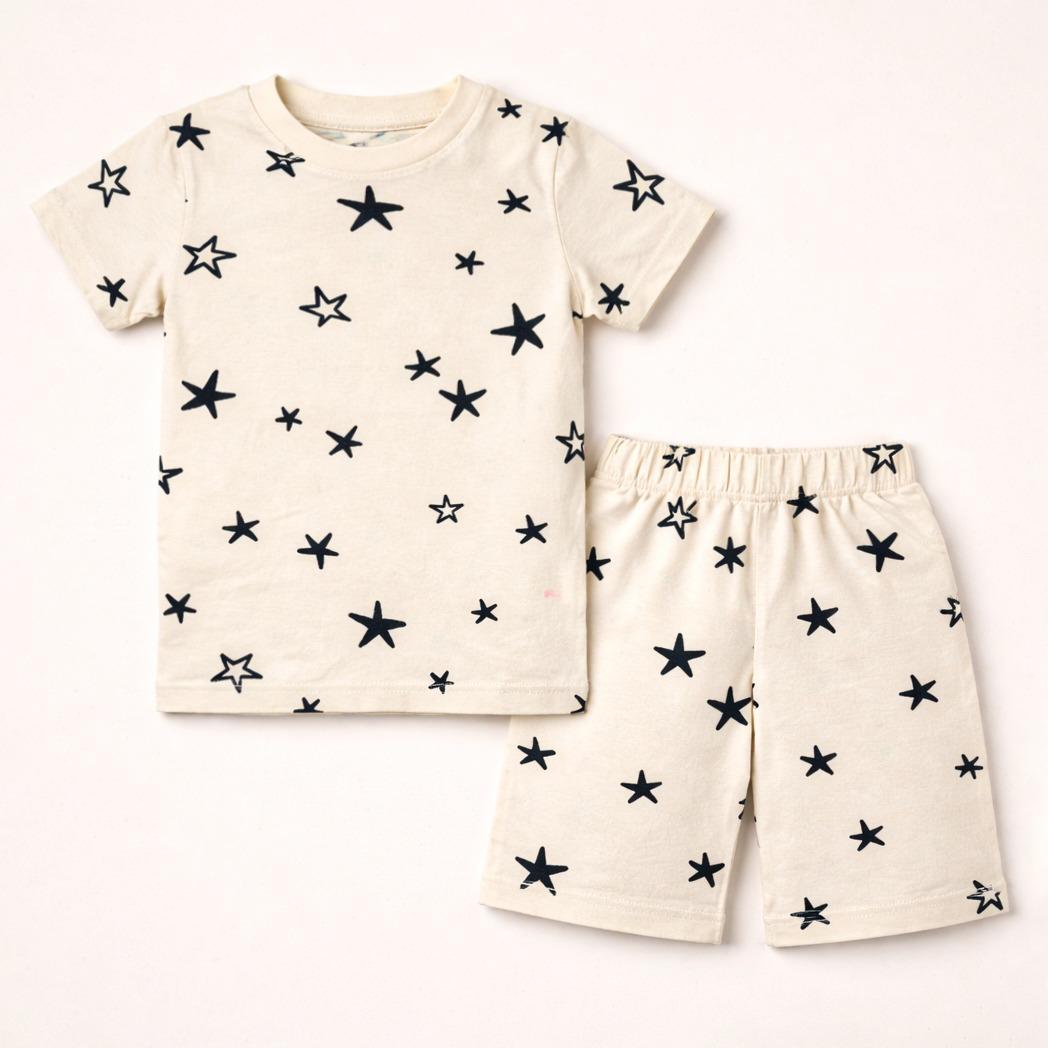 Star Print Kids Co-ord Set – Cream