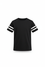 Athletic Side Stripe Kids Co-ord Set Black - T-Shirt Detail