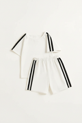 Athletic Side Stripe Kids Co-ord Set White - Studio Shot 1