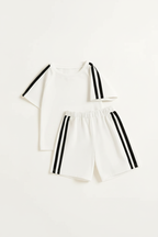 Athletic Side Stripe Kids Co-ord Set White - Studio Shot 1