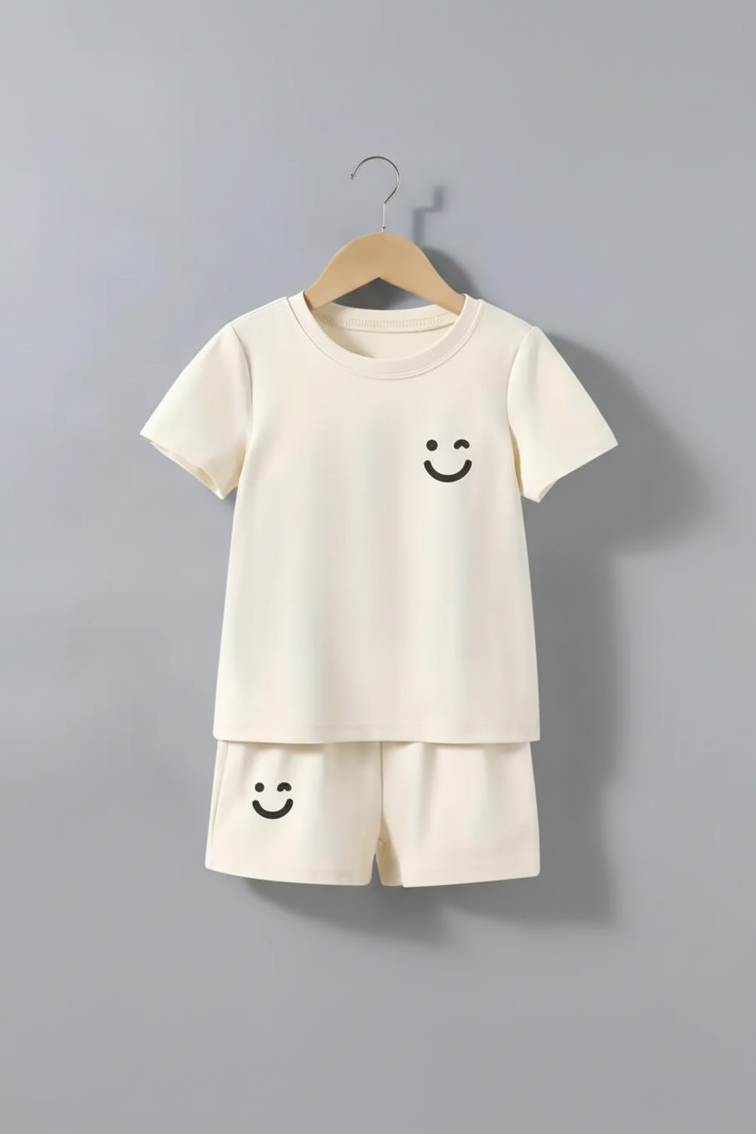Happy Smile Kids Co-ord Set Apricot - Studio Shot 1