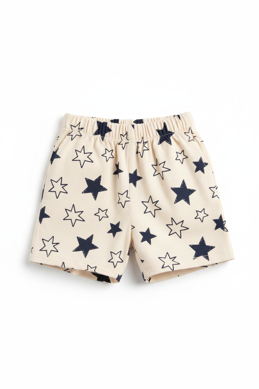 Star Print Kids Co-ord Set - Shorts Detail