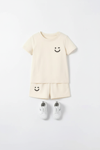 Happy Smile Kids Co-ord Set Apricot - Flat Lay