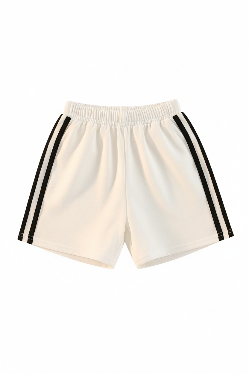 Athletic Side Stripe Kids Co-ord Set White - Shorts Detail
