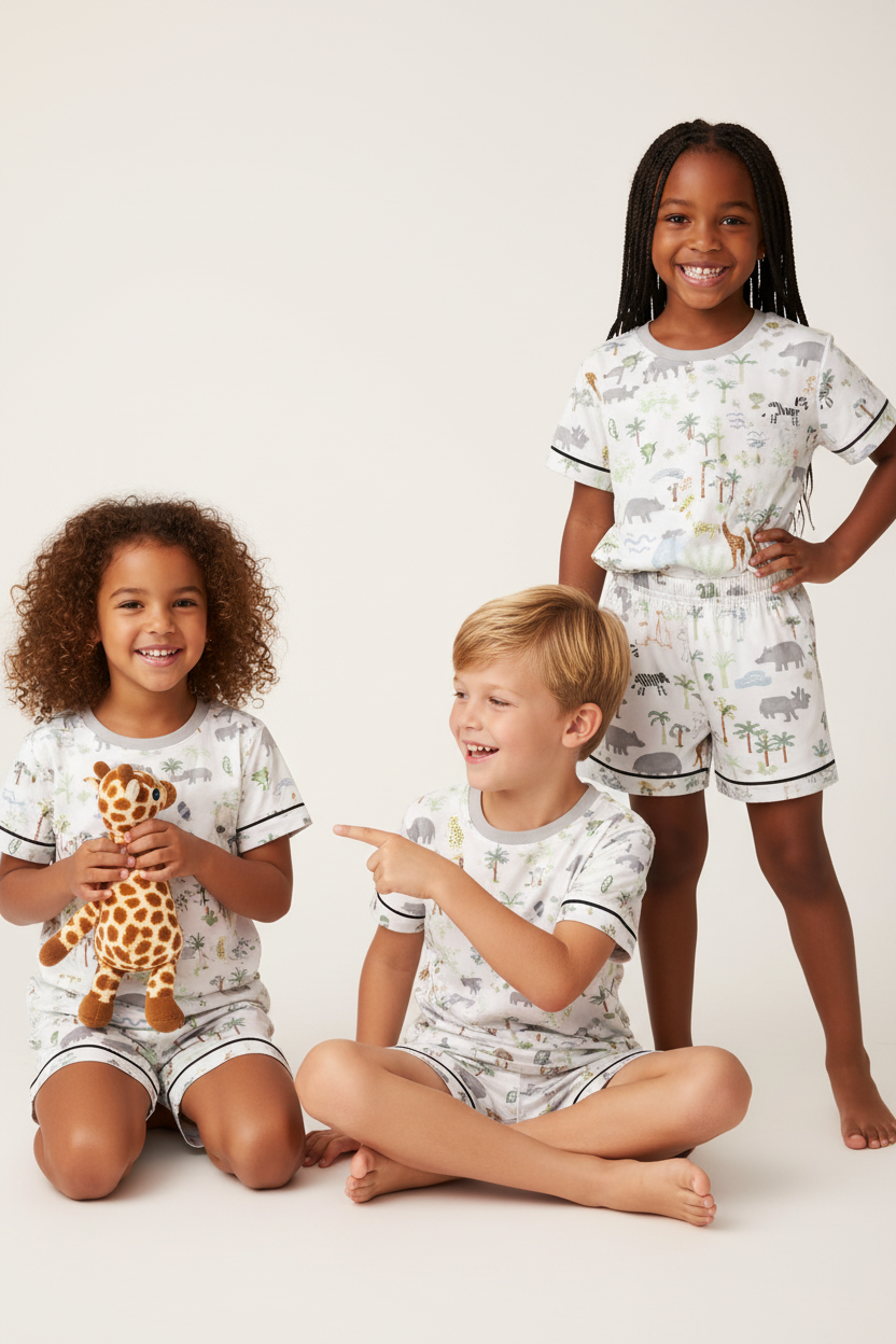 Safari Jungle Kids Night Suit - Shorts Detail