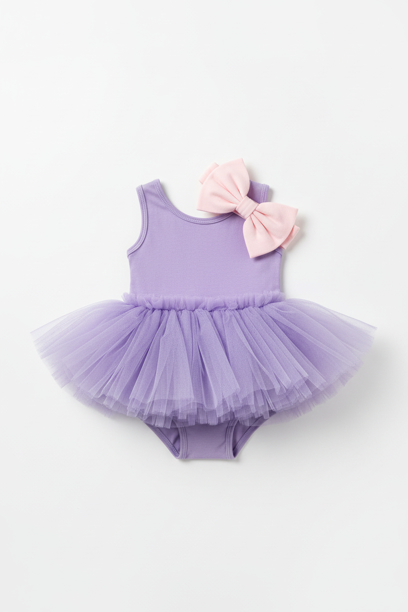 Lavender Tutu Baby Dress - Flat Lay