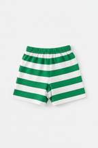 Bold Stripe Kids Co-ord Set Green - Shorts Detail