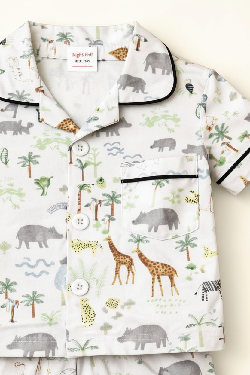 Safari Jungle Kids Night Suit - Shirt Detail