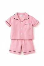 Classic Plain Kids Night Suit Pink - Studio Shot 1