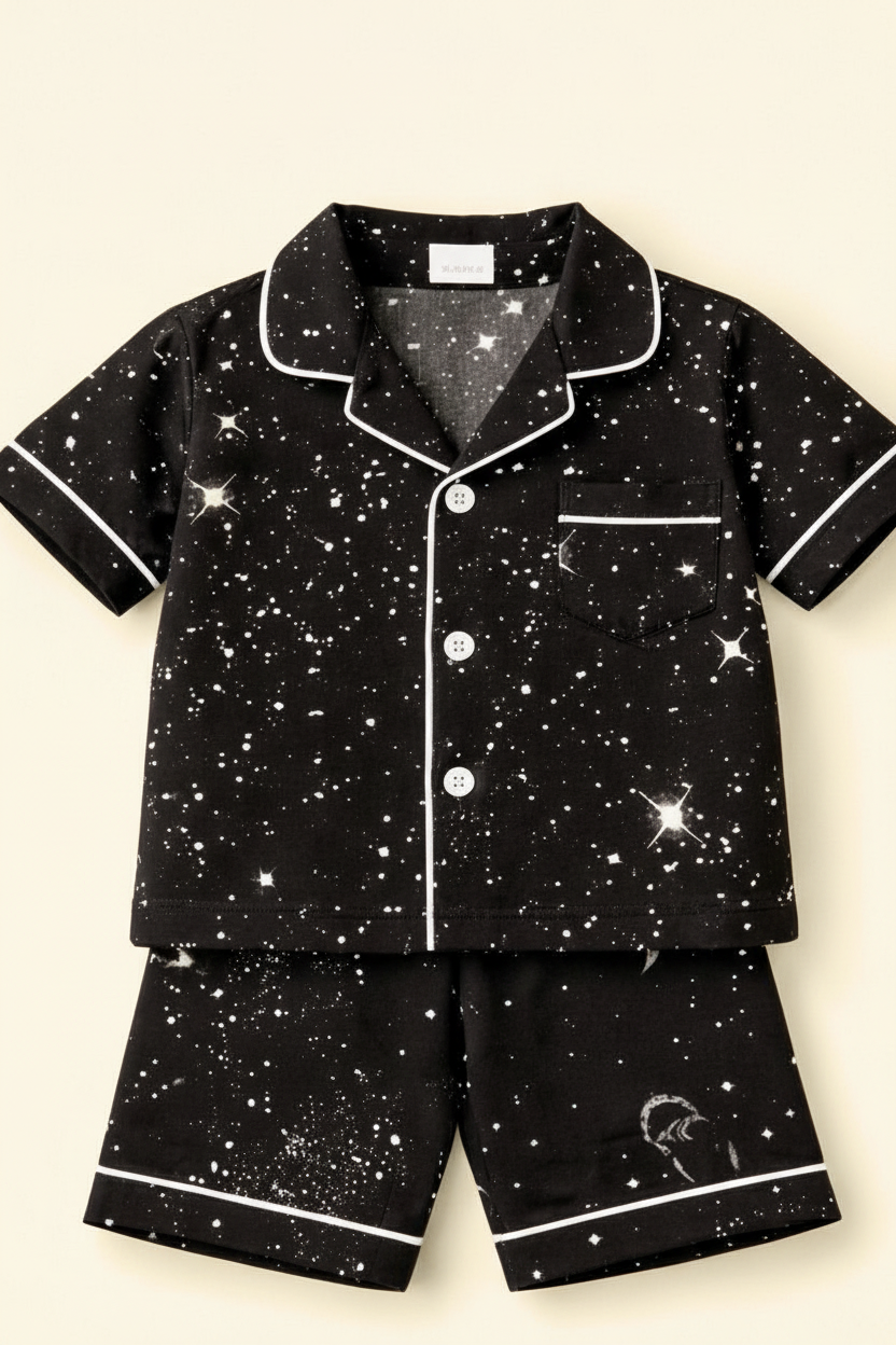 Galaxy Stars Kids Night Suit - Shirt Detail