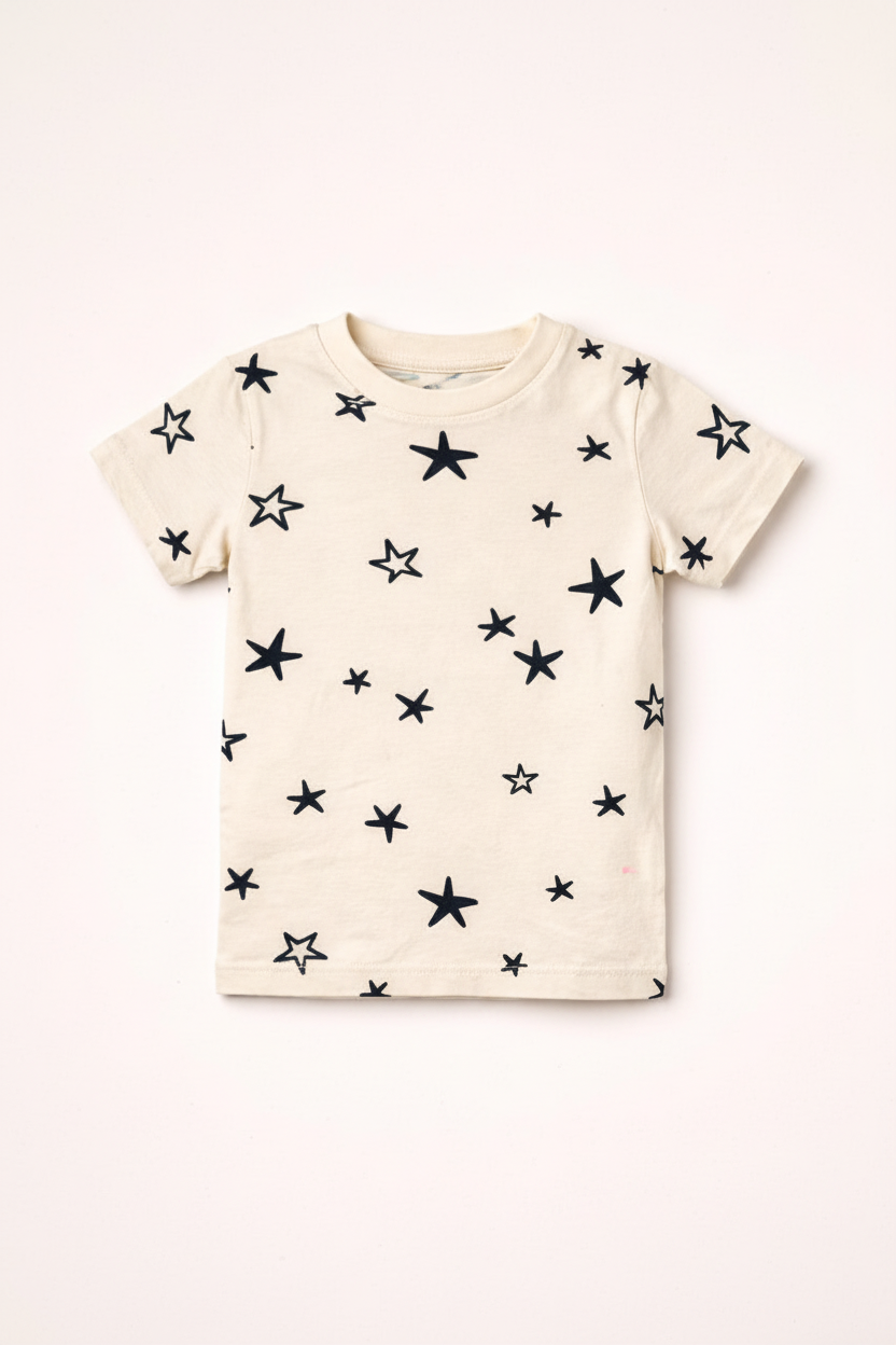 Star Print Kids Co-ord Set - T-Shirt Detail
