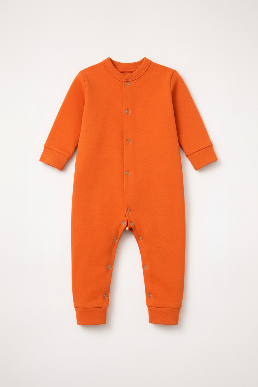 Orange Plain Baby Sleepsuit - Studio Shot